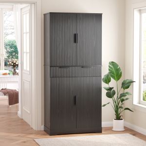 Armoire pantry noir 72po 3 tiroirs 6 tablettes