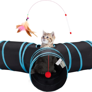 Tunnel pour chats 3 voies pliable avec jouet