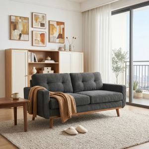 Sofa 2 places 65", minimaliste, bois massif