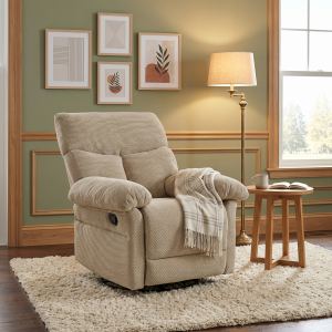 Fauteuil bascule pivotant rembourré manuel, tissu texturé
