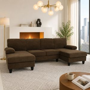 Canapé en U texturé, chaise double confortable avec accoudoirs