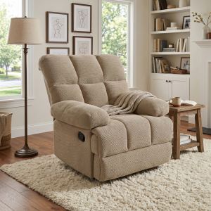 Fauteuil bascule inclinable manuel tissu chamois, salon