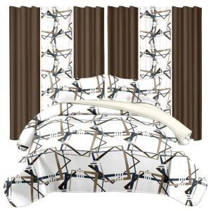 Ensemble literie 9 pcs géométrique moderne rideau