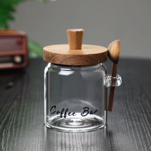 Pot verre café 15 oz avec cuillère rangement