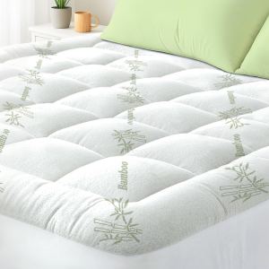 Surmatelas Queen viscose bambou, refroidissant, poche profonde, soulagement