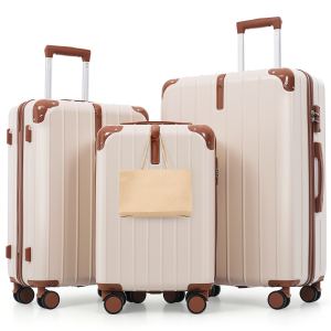 Ensemble 3 valises ABS TSA ivoire-brun