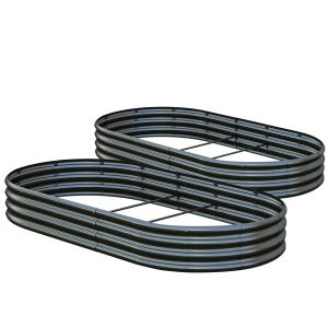 Jardinière surélevée galvanisée 8x4x1 pi, capacité grande, noire, 2 pc