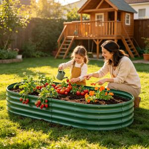 Jardinière surélevée galvanisée 8x4x1pi capacité XXL vert