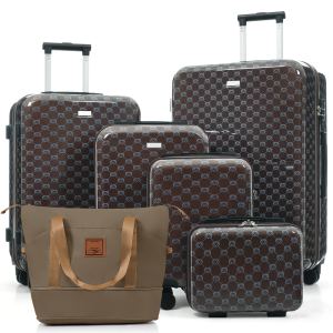 Ensemble bagages 6 pièces, 14-28", ABS, serrure TSA, marron