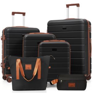 Ensemble valises 6 pièces TSA 16-28 po noir/brun