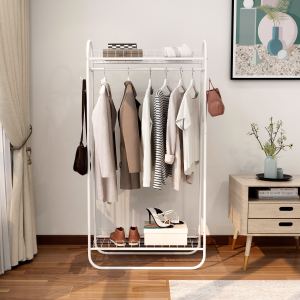Portant vêtements mobile robuste double tablettes