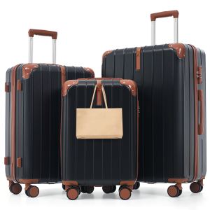 Ensemble valises ABS 3 pièces noir et brun