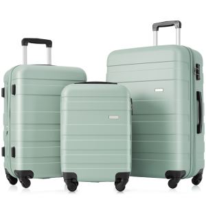 Ensemble valises ABS 3 pièces hardside vert, Roulettes