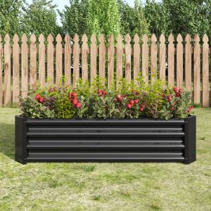 Jardinière surélevée métal noir 4x2x1 pi légumes fleurs herbes