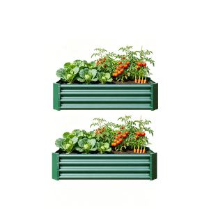 2 lits surélevés jardin métal 4x2x1pi vert rectangle