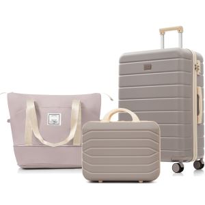 Ensemble 3 valises TSA, 14/20 po, marron rosé