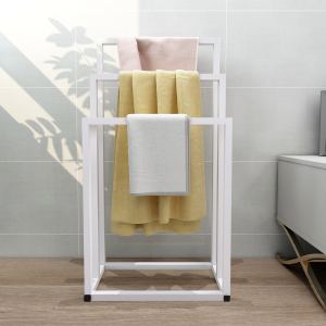 Porte-serviettes métal 3 étages salle bain blanc