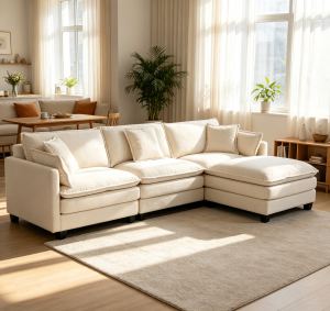 Canapé sectionnel 3 places 113,77" ottoman, chaise longue