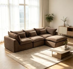 Sectionnaire nuage 102,3po corduroy 3 places ottoman