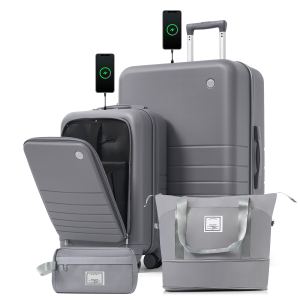 Ensemble 4 bagages USB 20-28po gris