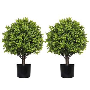 Boules buis artificielles 22", pots, 2pcs, décoration