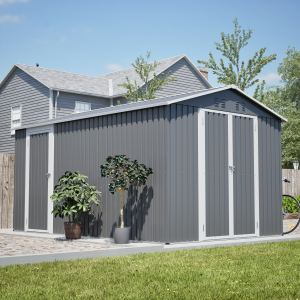 Remise métal 8x12pi porte supplémentaire, cadre alu grise