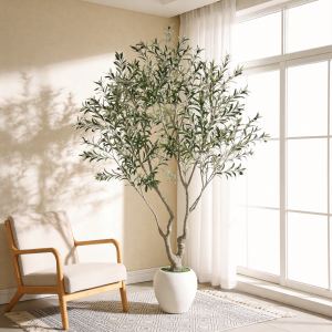 Olivier artificiel 8pi pot blanc décor intérieur