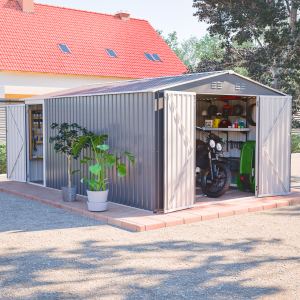 Remise rangement métal 10x14 pi 3 portes gris clair