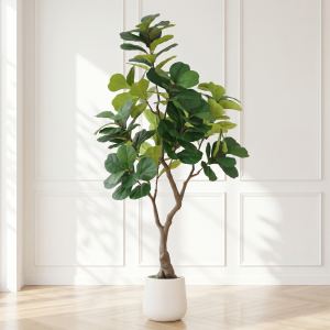Figuier pleureur artificiel 6pi pot blanc décor