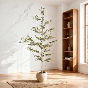 Olivier artificiel noir 7 pi, pot plastique noir, plante faux, décoration