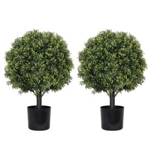 Boules de buis artificiel 22po - Arbustes en pot, ensemble 2 pc