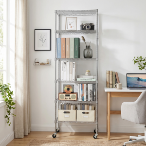 Étagère 6 étages réglable 55x30x165cm gris poudré