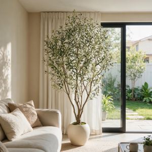 Olivier artificiel 8pi planteur blanc grand décor