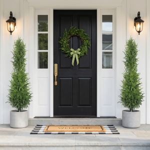 Sapin artificiel 5' toucher réel pot plastique noir, 2 pc