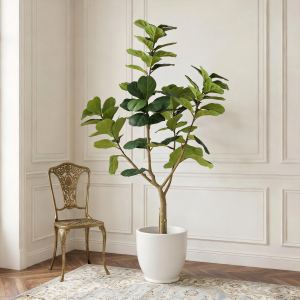 6FT Artificial Fiddle Leaf Fig Tree, Realistic Faux Potted Plant in Black Pot, 1pc/set