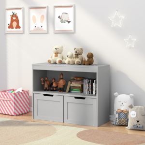 Organisateur livres cabinet rangement jouets gris