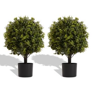 Topiaire artificiel UV 22po, pot, 2 pcs, plantes intérieur/extérieur