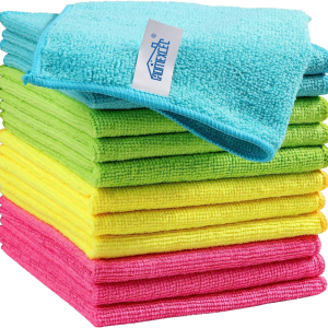 12 Chiffons Microfibre Nettoyage Multicolores