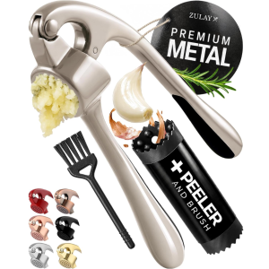 Ensemble presse-ail inox anti-rouille silicone