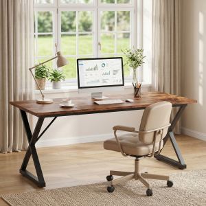 Bureau informatique bois, design ergonomique, pieds métal