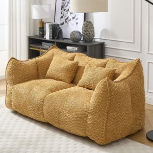 Fauteuil pouf 2 places mousse haute résilience gris