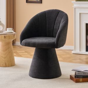 068-Fauteuil pivotant velours, dossier courbe, gris