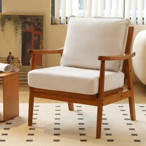 Fauteuil accent mignon cadre bois - Blanc