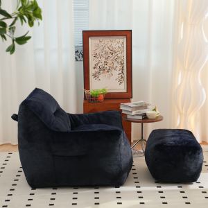 Pouf poire mousse tufté fourrure, canapé confortable adultes enfants