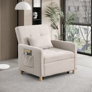Canapé-lit convertible fauteuil ajustable, tissu doux, multifonctionnel