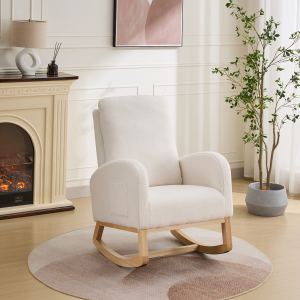 Chaise bascule nursery 27,2 po, glideur sherpa dossier haut, ivoire