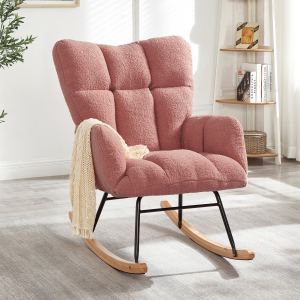 Fauteuil berçante teddy rose cadre métal siège rembourré