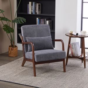 Fauteuil accent rétro, bois massif, gris foncé