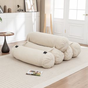 Sofa plancher velours côtelé ajustable sangles multiusage blanc