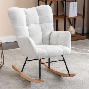 Chaise berçante 050 tissu teddy, salon, ivoire